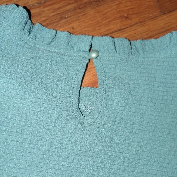 Blue Ruffled Work Blouse - Picture 3 of 4